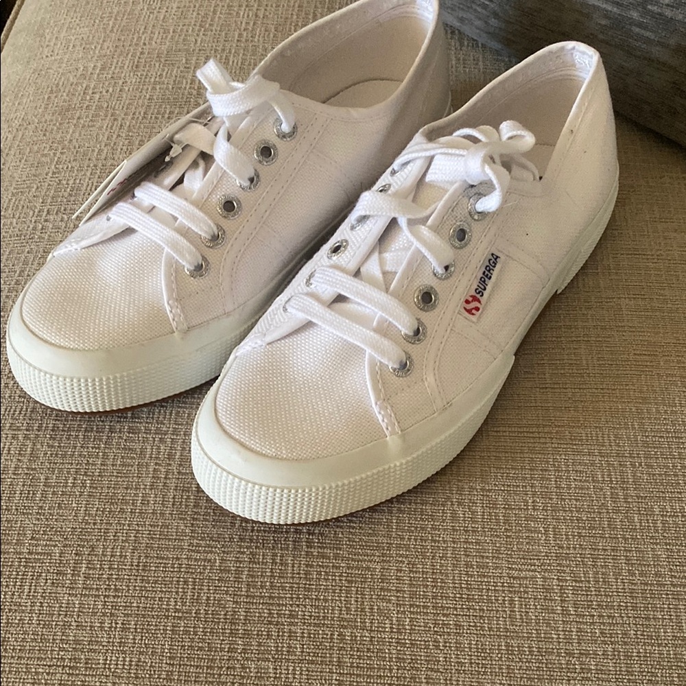 Superga Classic White Lace-Up Sneakers